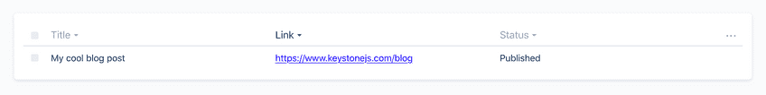 An image of the admin UI with a url field rendering a link